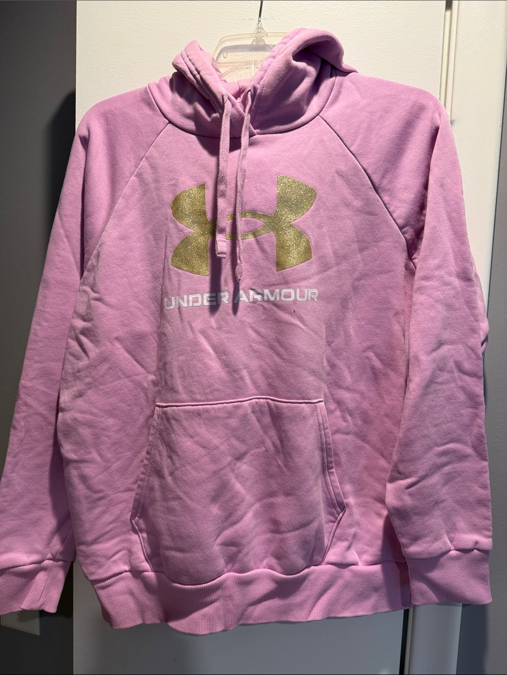 Under Armour Pink Hoodie with Gold Logo